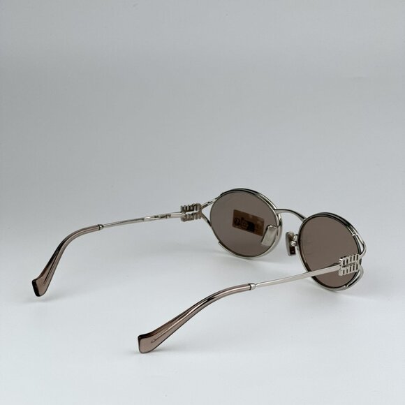 Miu Miu MU52YS 1BC10F BRAND NEW Sunglasses  Silver Pale Gold Oval Unisex - Picture 7 of 12